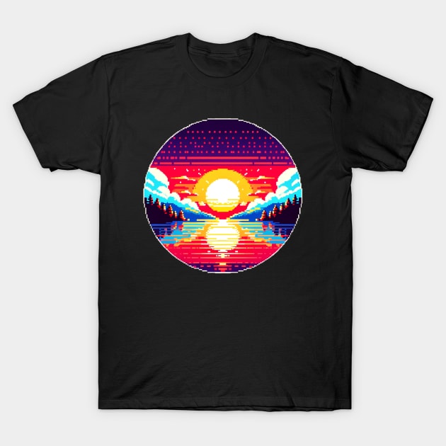 Pixelated Sunrise T-Shirt by Pixel Punkster